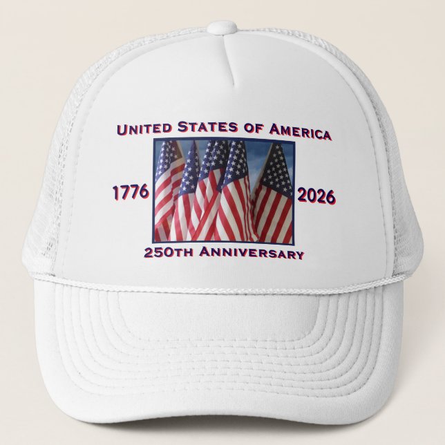 Casquette 250e anniversaire USA drapeaux patriotiques blanc (Devant)
