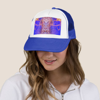 CASQUETTE 2 COEURS DANS UN UNIVERS BLEU,  
