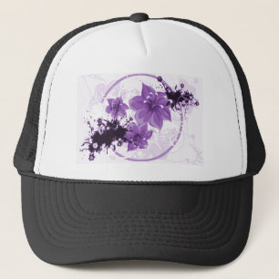 Casquette 3 jolies fleurs - pourpre