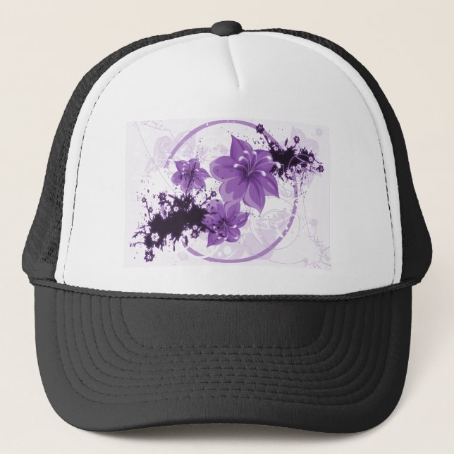 Casquette 3 jolies fleurs - pourpre (Devant)