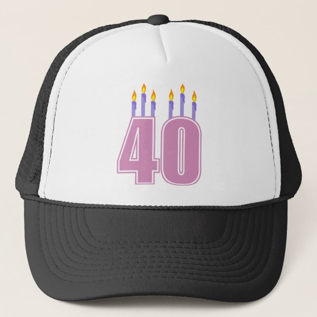 Casquette 40 bougies (rose/pourpre) (Devant)