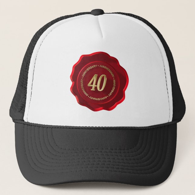 Casquette 40e anniversaire sceau de cire rouge (Devant)