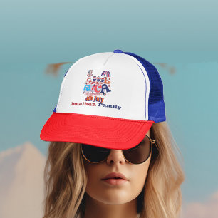 Casquette 4 juillet America Independence Day Flag Nom de fam