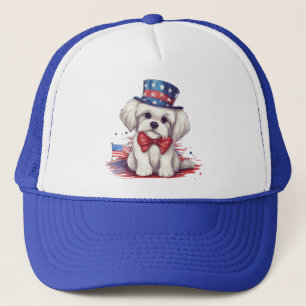 Casquette 4 juillet Chien blanc mignon Chien-43568