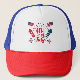 Casquette 4 juillet feux d'artifice Rouge Bleu Patriotique