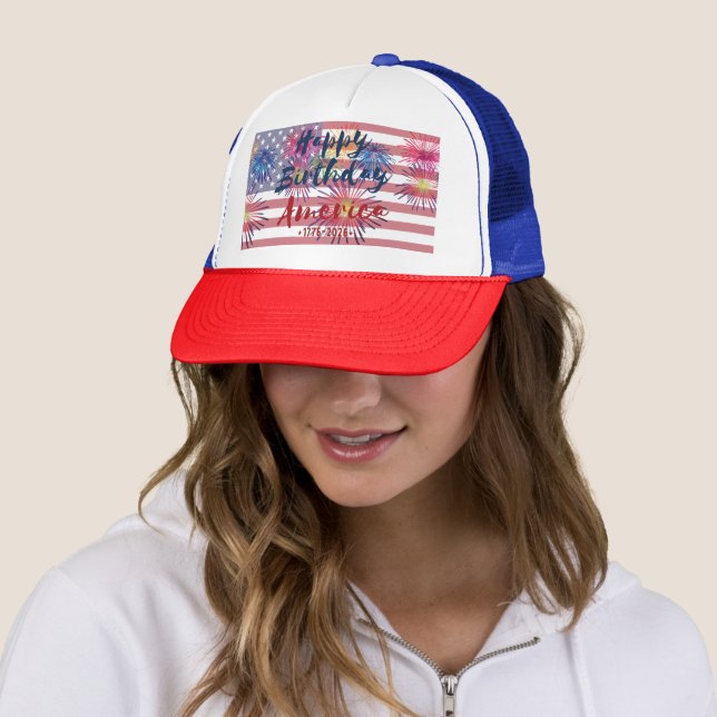 Casquette 4 juillet Joyeux Anniversaire Amérique États-Unis  (En situation)
