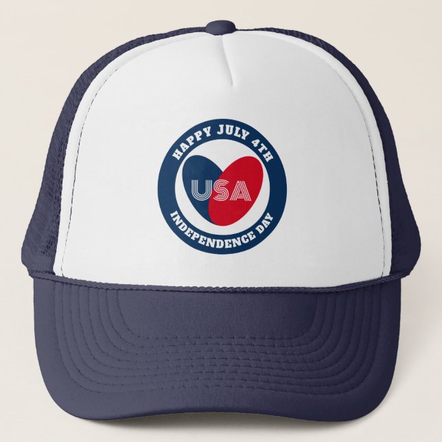 Casquette 4 juillet Love USA Patriotique rouge bleu (Devant)