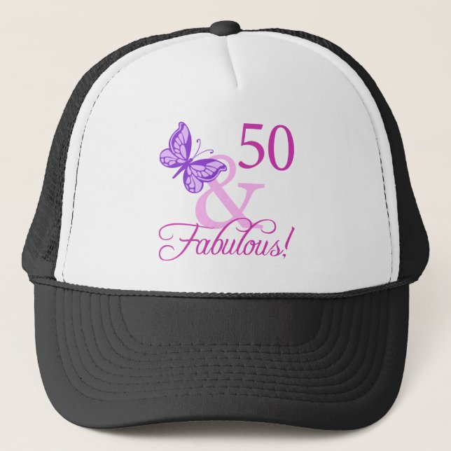 Casquette 50 Et Cadeaux Fabuleux D'Anniversaire (Plum) (Devant)