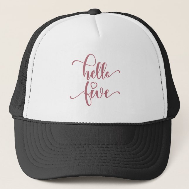 Casquette 5e anniversaire Filles Bonjour Cinq mignonnes Enfa (Devant)