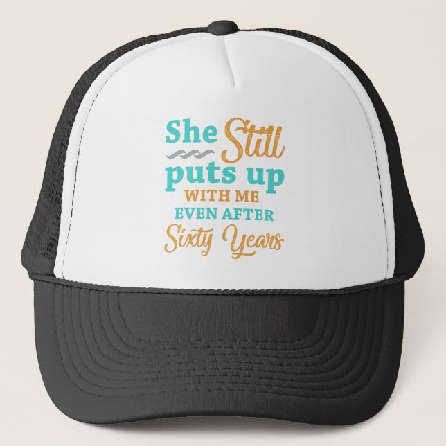Casquette 60e anniversaire du Mariage Humour pour hommes (Devant)