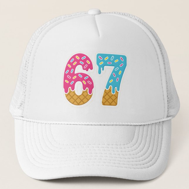 Casquette 67 Drôle Mème Crème de glace Six sept Gen Alpha (Devant)