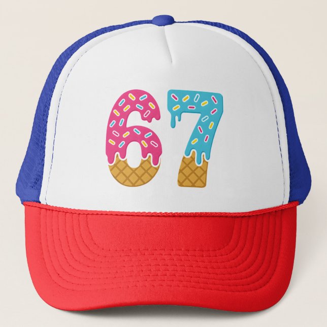 Casquette 67 Drôle Mème Crème de glace Six sept Gen Alpha (Devant)