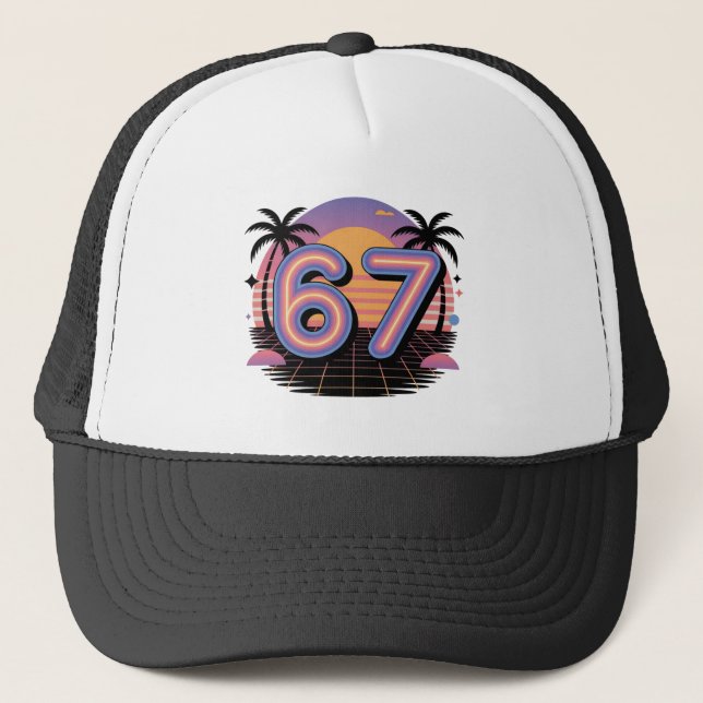 Casquette 6 7 Six Seven Vaporwave Génération Z Alpha Mème  (Devant)