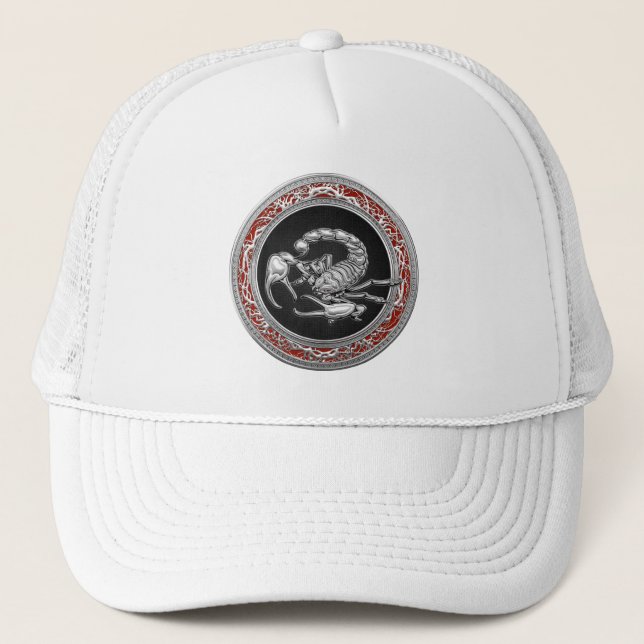 Casquette [700] Scorpion d'argent sacré sur noir (Devant)