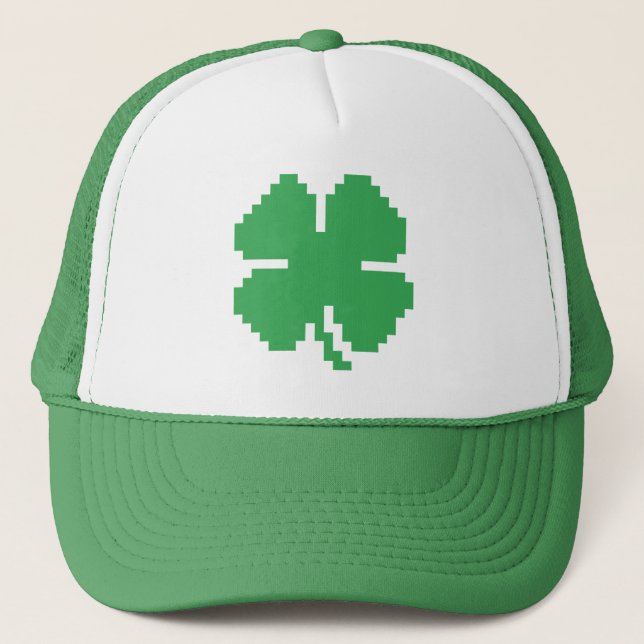 Casquette 8 bits Pixel Lucky Four Leaf Clocher (Devant)