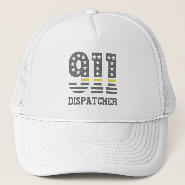 Casquette 911 Dispatcher USA Drapeau mince ligne jaune Urgen (Devant)