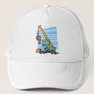 Casquette 9 ans 9e anniversaire de la grue mobile Dinosaur