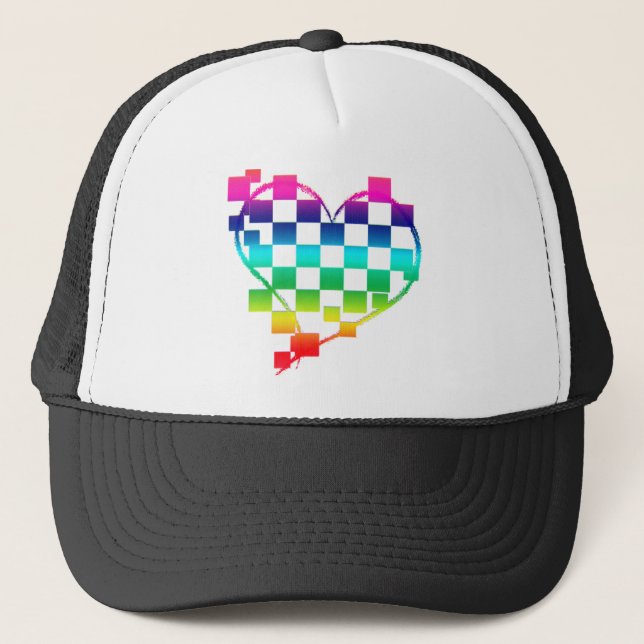 Casquette à damiers coeur. v1. (Devant)