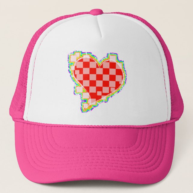 Casquette à damiers coeur. v2. (Devant)