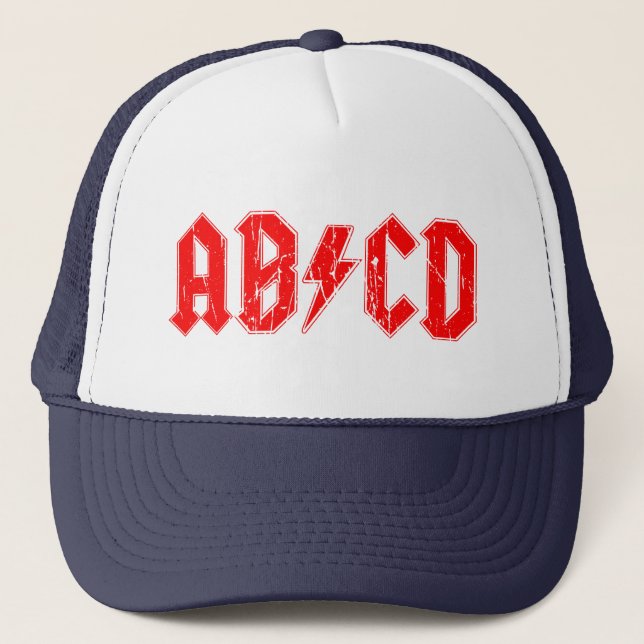 Casquette ABCD rock musique drôle symbole faux acdc blague é (Devant)