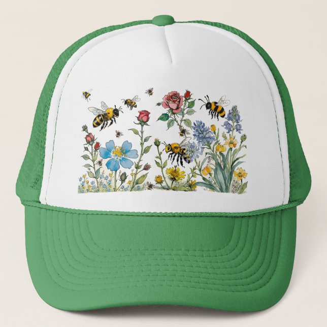 Casquette Abeilles et Fleurs sauvages (Devant)