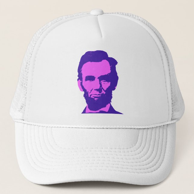 Casquette Abraham Lincoln en Pop Art rose & violet (Devant)