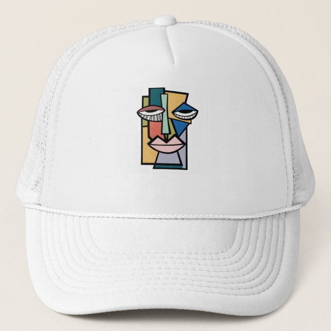 Casquette Abstract Cubist Face Art Trucker Hat - Modern Geom (Devant)