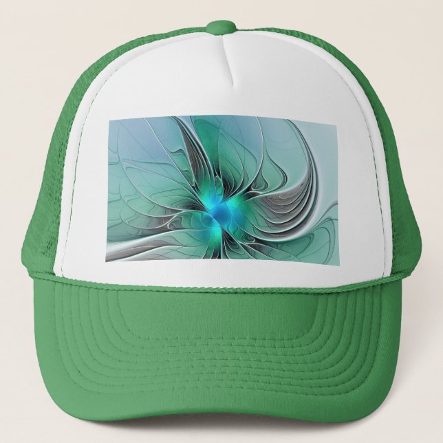 Casquette Abstract With Blue, Modern Fractal Art (Devant)