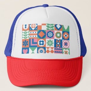 Casquette Abstrait Floral Scandinavian Folk Motif