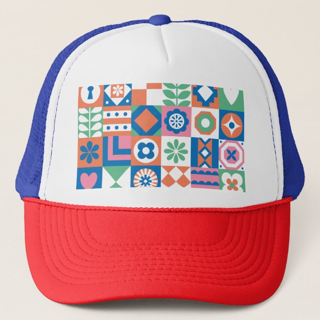 Casquette Abstrait Floral Scandinavian Folk Motif (Devant)