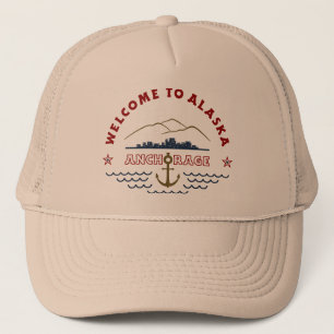 Casquette Accueil vers l'Alaska. Anchorage - logo de couleur