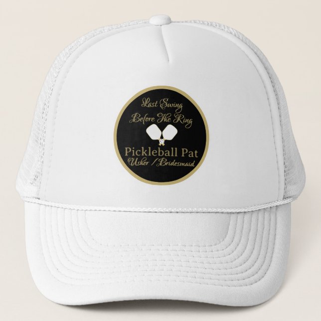 Casquette Activités de week-end de mariage Pickleball Or & B (Devant)