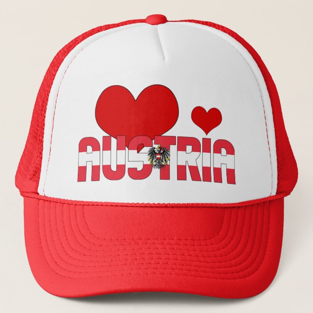 Casquette Adorable Autriche Drapeau Coeurs Patriotique (Devant)