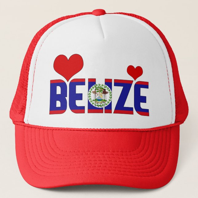 Casquette Adorable Belize Coeurs Drapeau Patriotique (Devant)