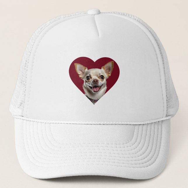 Casquette Adorable Chihuahua in Heart Shape Design (Devant)