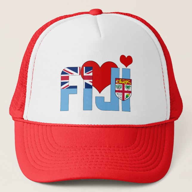 Casquette Adorable Fidji Coeurs Drapeaux Patriotique (Devant)