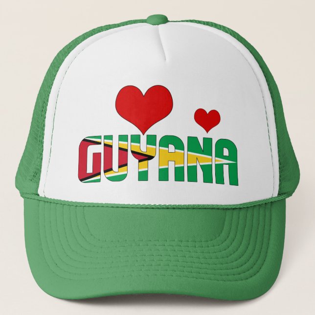Casquette Adorable Guyana Coeurs Drapeau Patriotique (Devant)