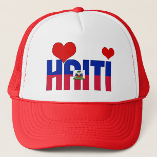 Casquette Adorable Haïti Coeurs Drapeau Patriotique