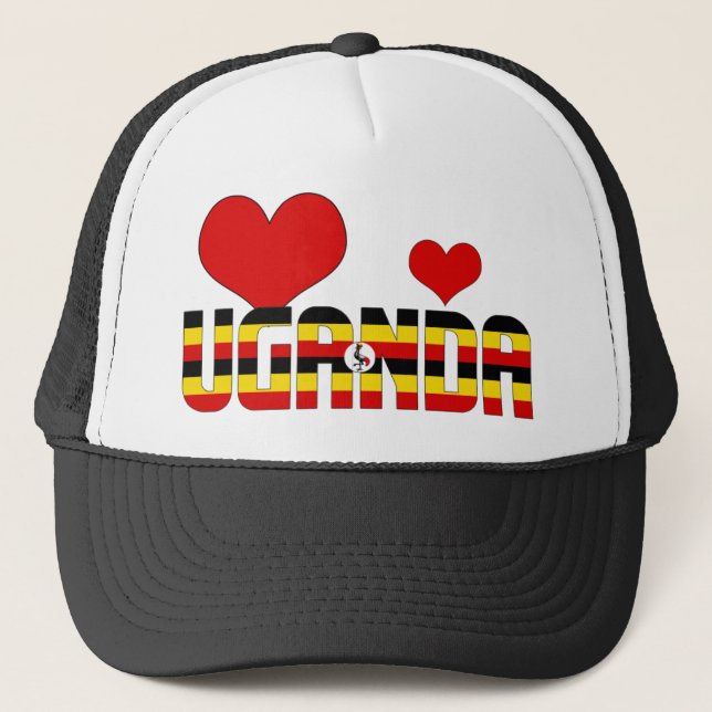 Casquette Adorable Ouganda Drapeau Coeurs Patriotique (Devant)