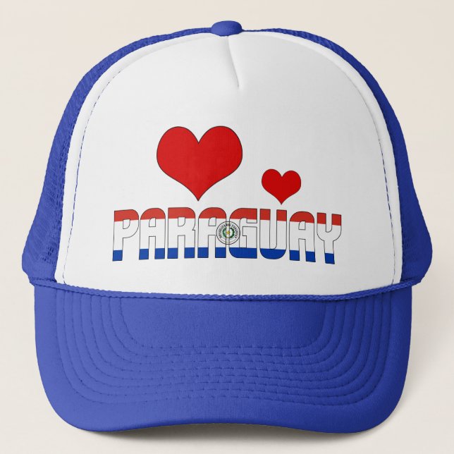 Casquette Adorable Paraguay Coeurs Drapeau Patriotique (Devant)