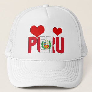 Casquette Adorable Pérou Coeurs Drapeau Patriotique