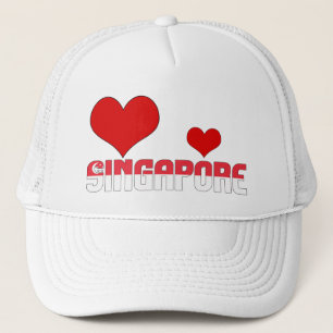 Casquette Adorable Singapour Coeurs Drapeaux Patriotique