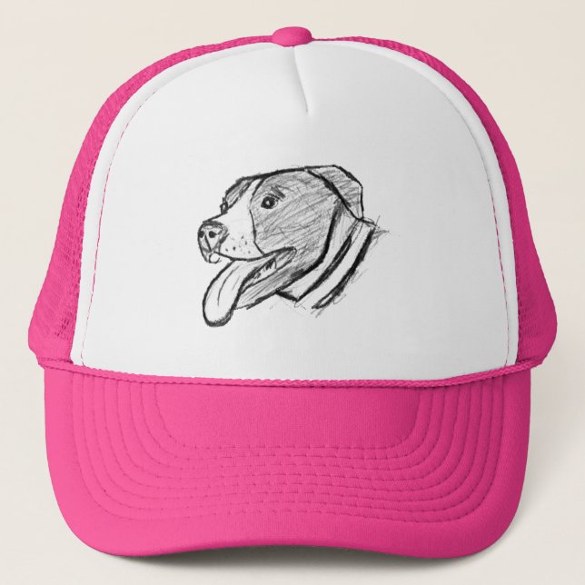 Casquette affiche de pitbull dessinée à la main pour amateur (Devant)