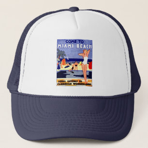 Casquette Affiche de voyage de Miami Beach 1925
