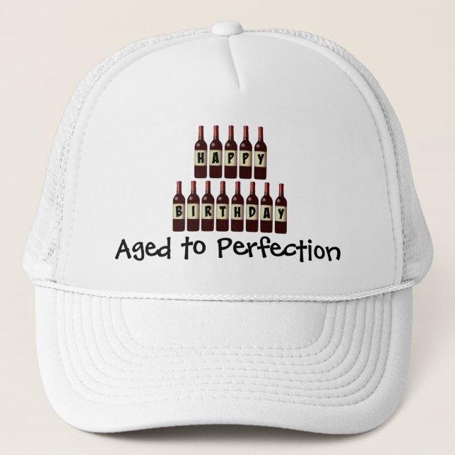 Casquette Âgé à la perfection Amateur de vin Joyeux annivers (Devant)
