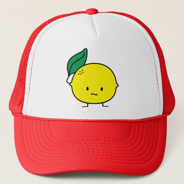 Casquette Agrumes jaunes aigres de feuille de citron lemony (Devant)