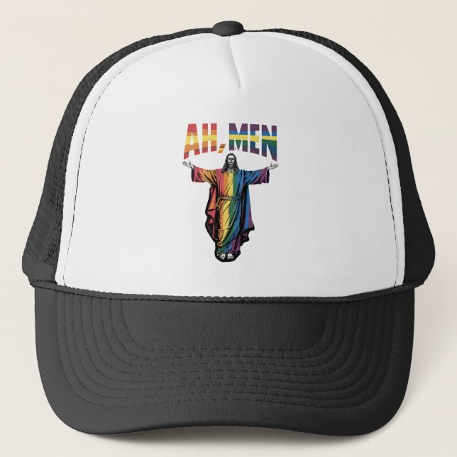 Casquette Ah Men Funny LGBT Gay pride Jesus Christian (Devant)