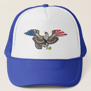 Casquette Aigle avec Drapeau américain Ailes Trucker Chapeau