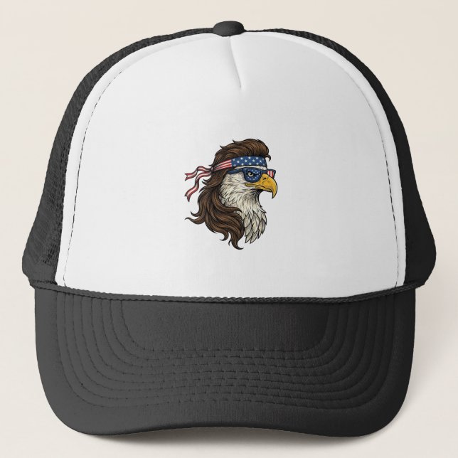 Casquette Aigle patriotique Mullet Gravure vintage vecteur D (Devant)