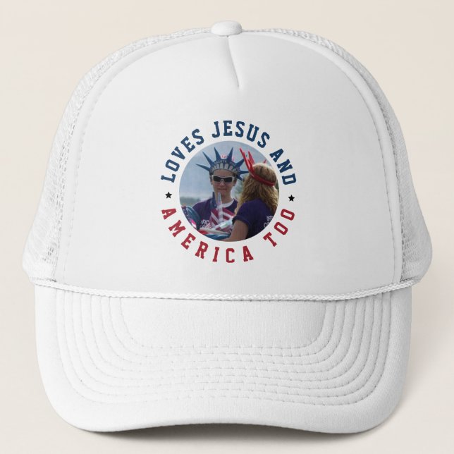 Casquette Aime Jésus Et L'Amérique Aussi 4 juillet Chrétien (Devant)